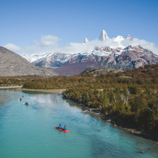 People kayaking in Patagonia